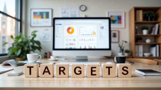 Targets and KPI goals for business planning, setting measurable objectives and tracking results for teams, strategy for sales growth and quarterly performance management in an organization