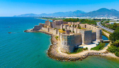 Aerial view of the Mamure Castle or Anamur Castle in Anamur Town, Turkey © Esin Deniz
