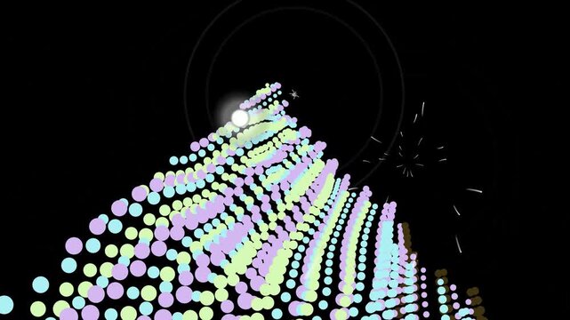Bright abstract vector background featuring a colorful magic glow design with a pink and black rainbow wave pattern and glowing star effects for a festive holiday wallpaper illustration