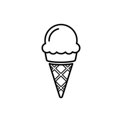 Fresh Ice Cream Cone with Scoops in Waffle Cone for Summer Dessert