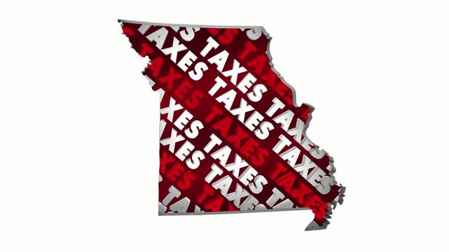 Missouri Taxes State Map MO Income Property Rate High Pay Less File Return Refund 3d Animation