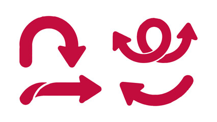Fototapeta premium A collection of red arrows showcasing different directional flows and cyclical movements