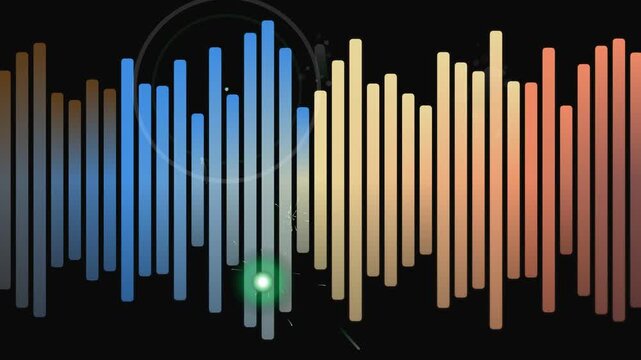 Abstract colorful vector illustration featuring a music equalizer pattern with black barcode lines and symbolic business design elements on a creative art banner concept