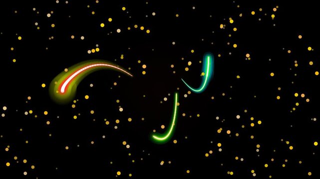 Abstract vector illustration of zodiac signs Pisces and Leo glowing in a dark blue night sky filled with a shine of stars and a crescent moon over an artful space background