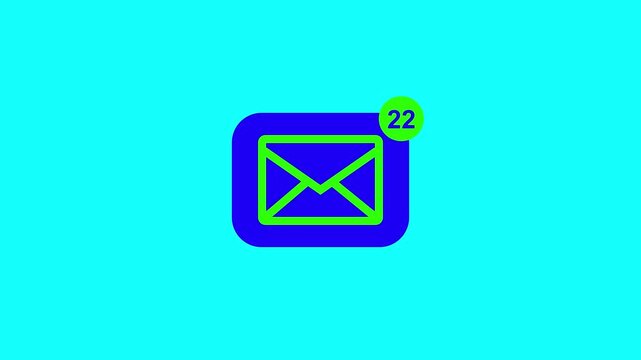 The flat web design icon animation is a symbol of an envelope and mail for a contact or email message button on a social network or business website