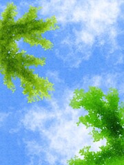 Obraz premium green tree and blue sky