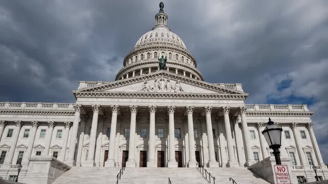 White marble building with steps and columns