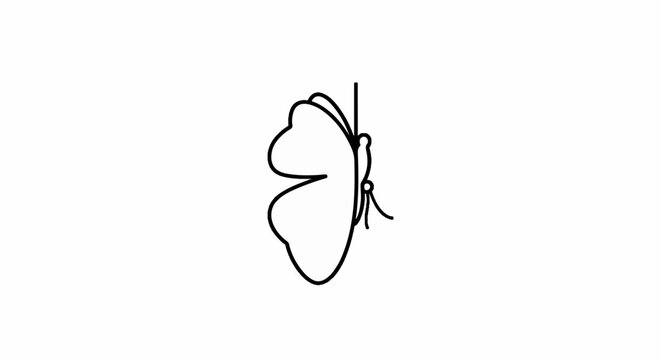 Stylized single wing butterfly outline with antenna, minimal design