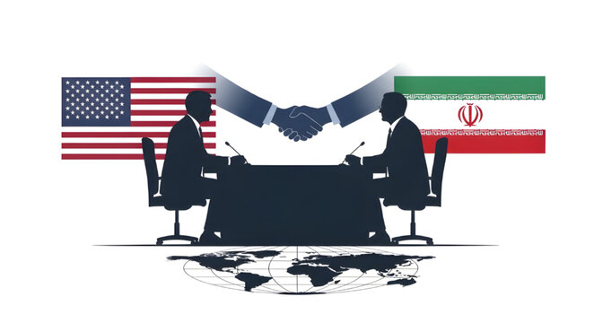 Global Politics Negotiation Between United States and Iran, Peace Talks and Geopolitical Tension Concept