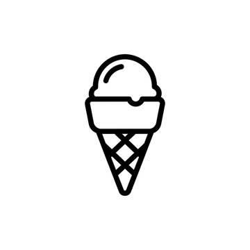 Minimalist Ice Cream Cone Illustration with Black Line Art Style