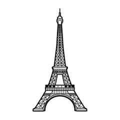 Minimalist Line Art Illustration of the Eiffel Tower in Black and White
