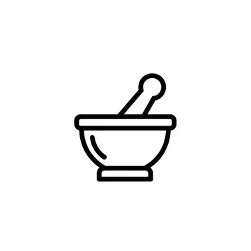 Minimalist Illustration of a Mortar and Pestle for Culinary and Medicine Use