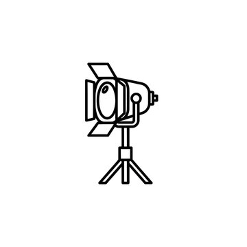 Minimalist Illustration of a Professional Studio Spotlight on Tripod