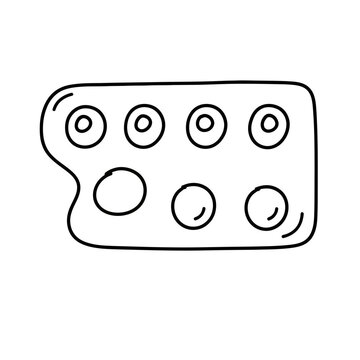 Minimalist Illustration of a Palette Featuring Eight Color Circles and Design Elements