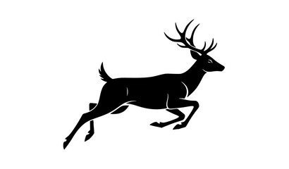 Obraz premium Majestic Running Deer Silhouette Vector Art Isolated on White Background