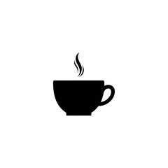 Fototapeta premium Minimalist Black Coffee Cup Icon with Steam Rising for Food and Beverage Symbols