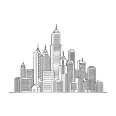 Obraz premium Modern City Skyline with Tall Skyscrapers and Urban Architecture