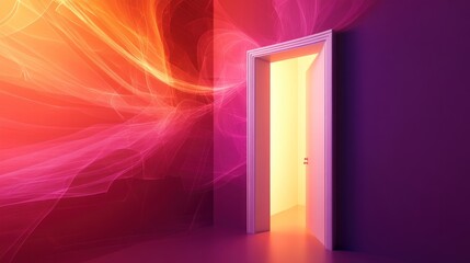 Open Door to Abstract Colorful Room