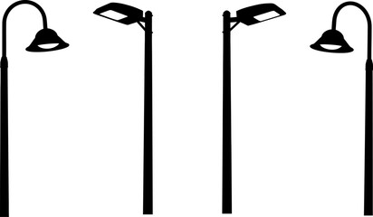 Four different black outdoor lamp post configurations