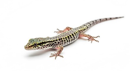 Naklejka premium Gecko lizard with vibrant patterns on white background