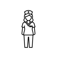 Obraz premium Professional Female Nurse Wearing Uniform and Surgical Mask in Healthcare Facility