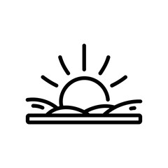 Obraz premium Minimalist Sunrise Illustration Showing Rising Sun Over Hilly Landscape