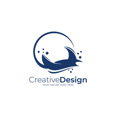 Fototapeta premium simple manta ray logo design vector with flat style in blue color