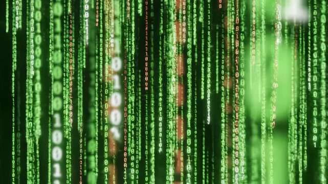 Digital binary code rain effect