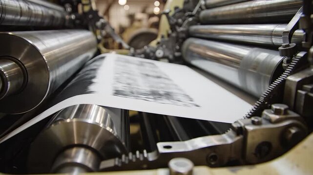 Industrial printing machine in operation