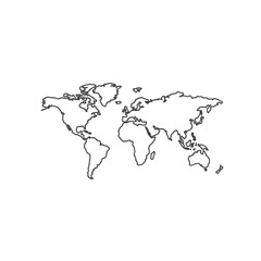 Minimalistic World Map Outline Illustration for Educational and Design Projects
