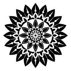Fototapeta premium Black mandala on white background symmetry pattern