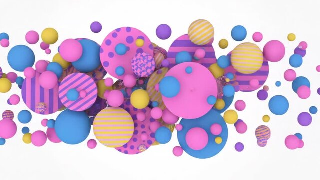 Colorful Balls Flying Through White Space.