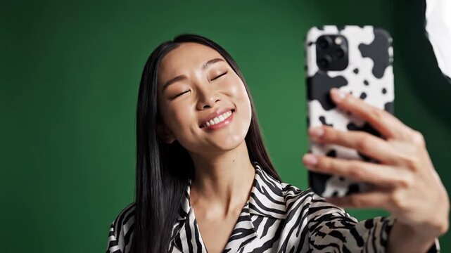 Woman Taking Selfie with Smartphone.
