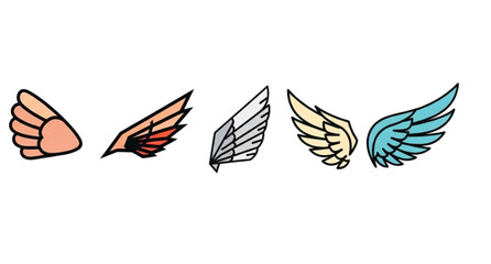 Obraz premium A set of colorful wing icons in different styles and colors