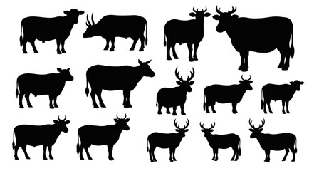 Collection of Deer Silhouettes Various Poses.