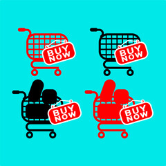 set of buy now and crate sign illustration