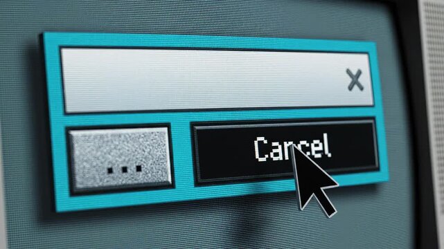Computer dialog box with cancel button