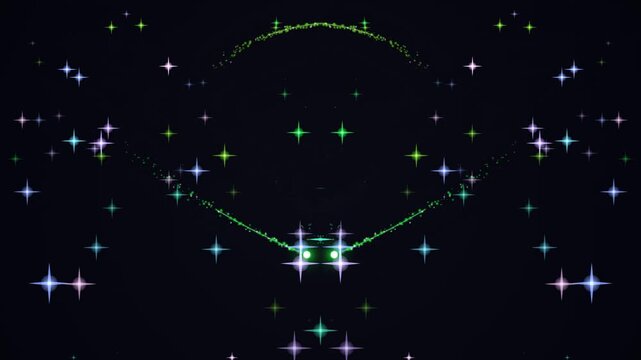 A celestial display of stars forming a smiley face in the night sky