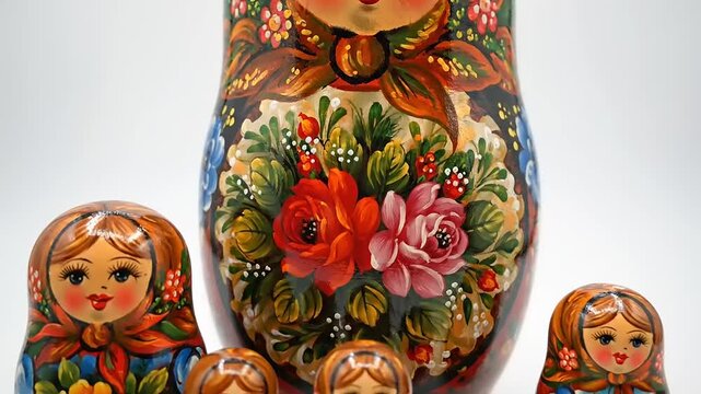 Traditional Russian Matryoshka Dolls Displayed.