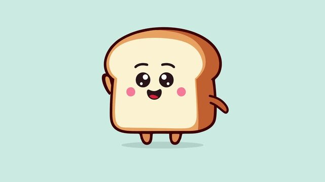 Animated cute Bread Slice Character Food Mascot Illustration