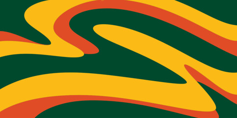 Bold wavy marble liquid background. High contrast marble style liquid wave illustration vector background with bold yellow and orange curves for a striking visual impact. © High