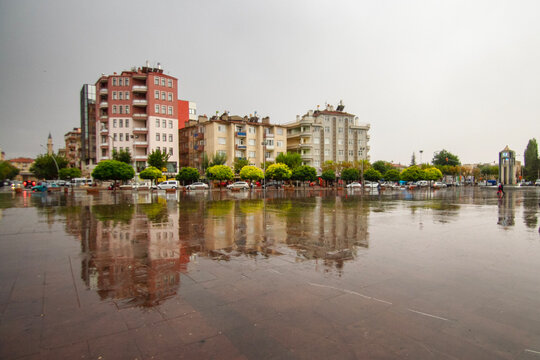 Reflection in Karaman city square.