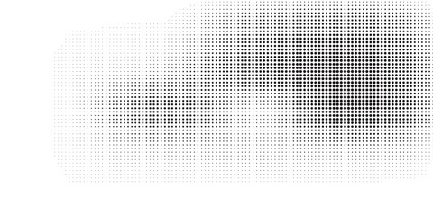 Set of halftone dots gradient pattern texture isolated on white background. Straight dotted spots using halftone circle dot raster texture. Vector blot half tone collection.
