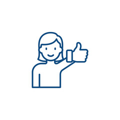 Woman Giving Thumbs Up Icon Simple Line Art.