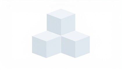 Obraz premium Three minimalist light blue cubes, stacked. Simple, clean, and geometric composition on a white background