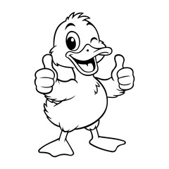 Line White Okay Duck Illustration Character Vector Logo Template