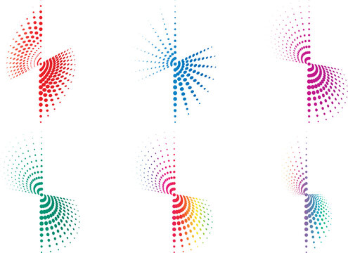 Premium Vector Colorful Halftone Dots Pattern Set - Gradient Geometric Textures for Modern Design