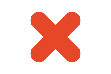 Obraz premium A bold red X icon on a transparent background, symbolizing cancellation or rejection in a modern and minimalist design style.