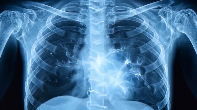 Detailed Xray of Human Torso Revealing Rib Cage and Spine.