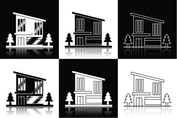 Obraz premium Modern Minimalist Residential Architecture Set. The theme focuses on 